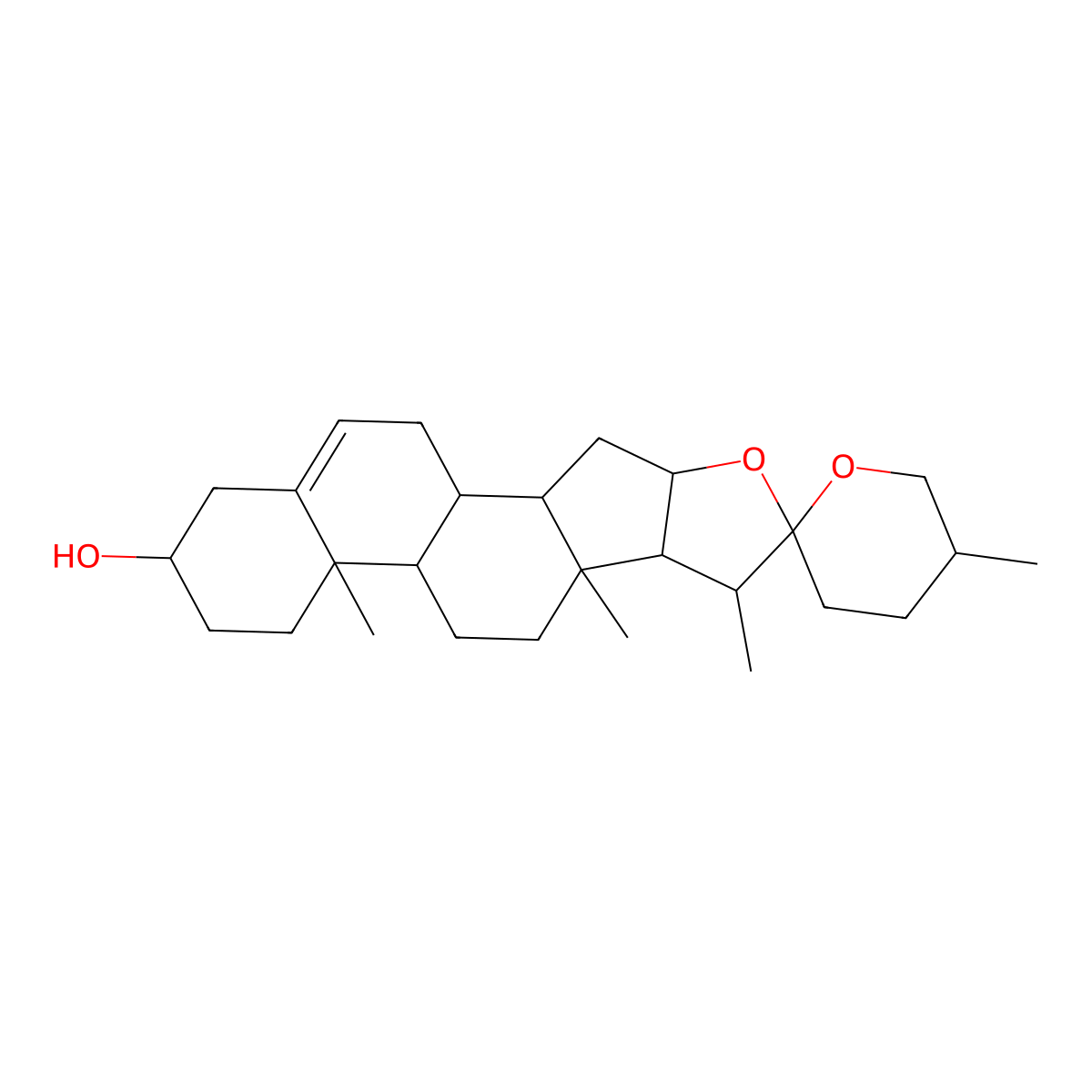 Diosgenin molecular structure, CAS 512-04-9