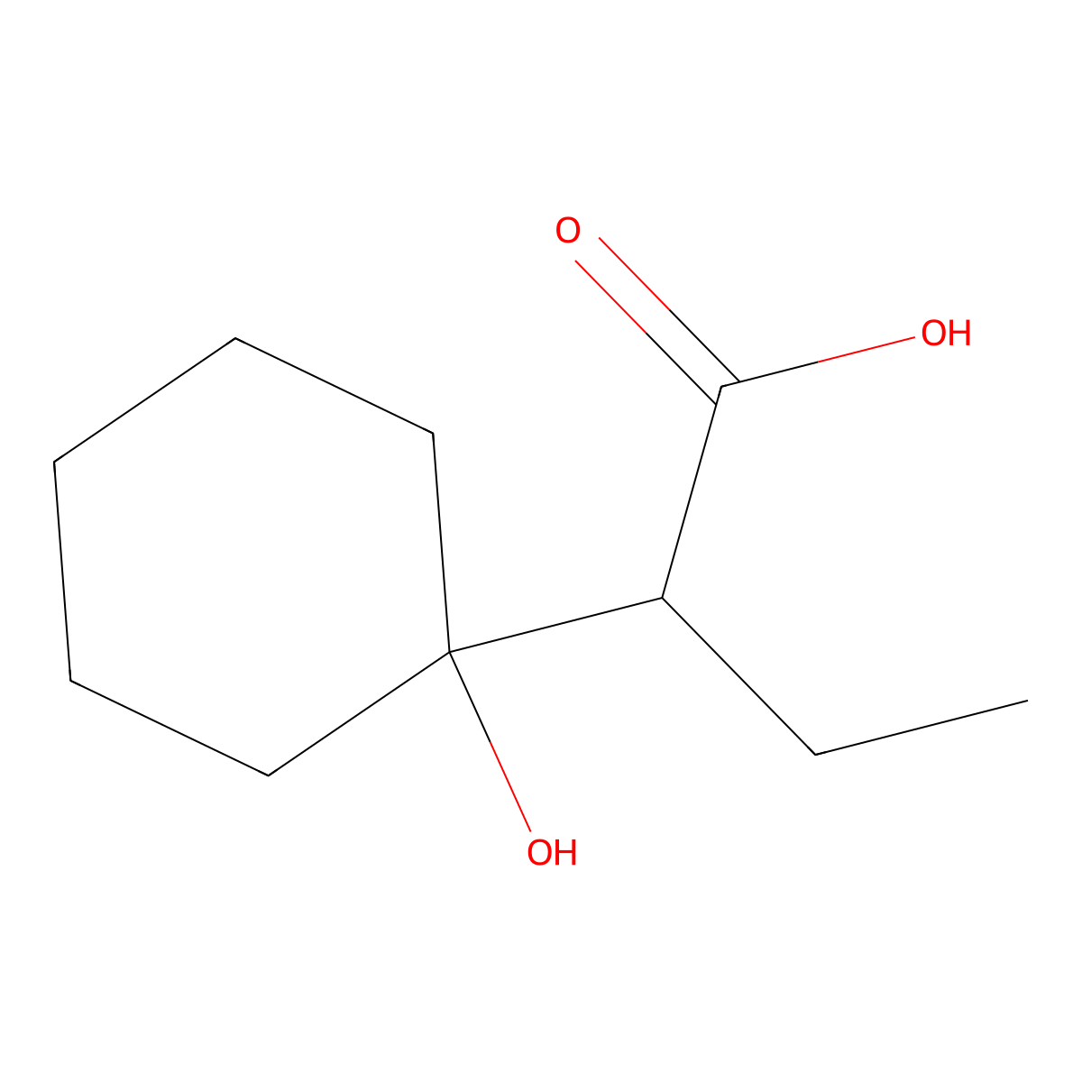 alpha-Ethyl-1-hydroxycyclohexaneacetic acid molecular structure, CAS 512-16-3
