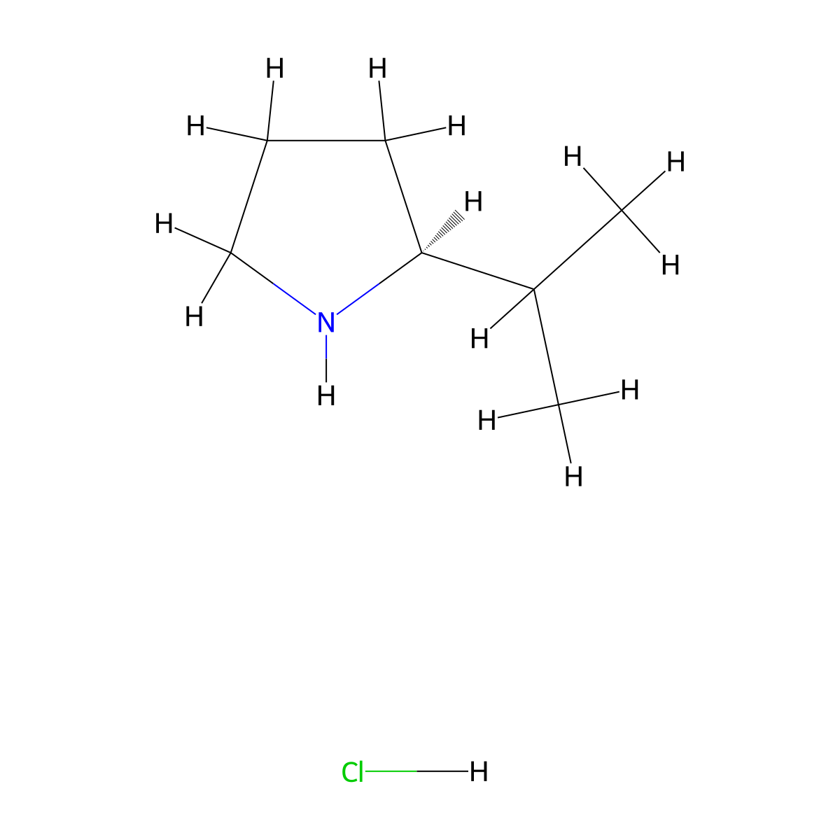 (S)-2-Isopropylpyrrolidine hydrochloride molecular structure, CAS 51207-71-7
