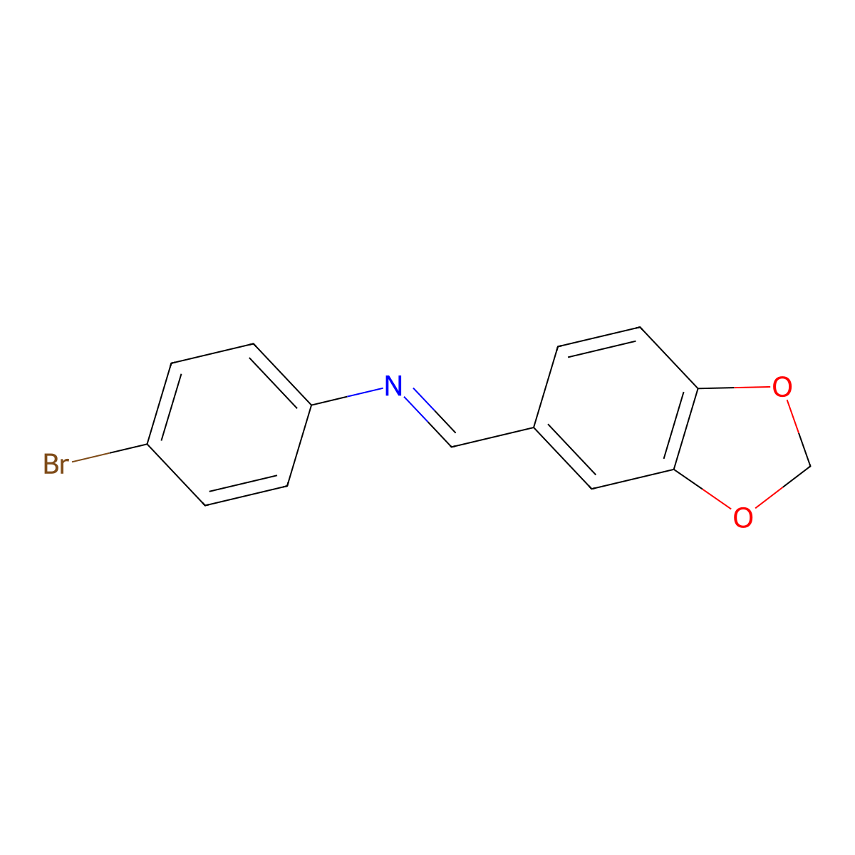 4-Bromo-N-piperonylideneaniline molecular structure, CAS 51209-70-2
