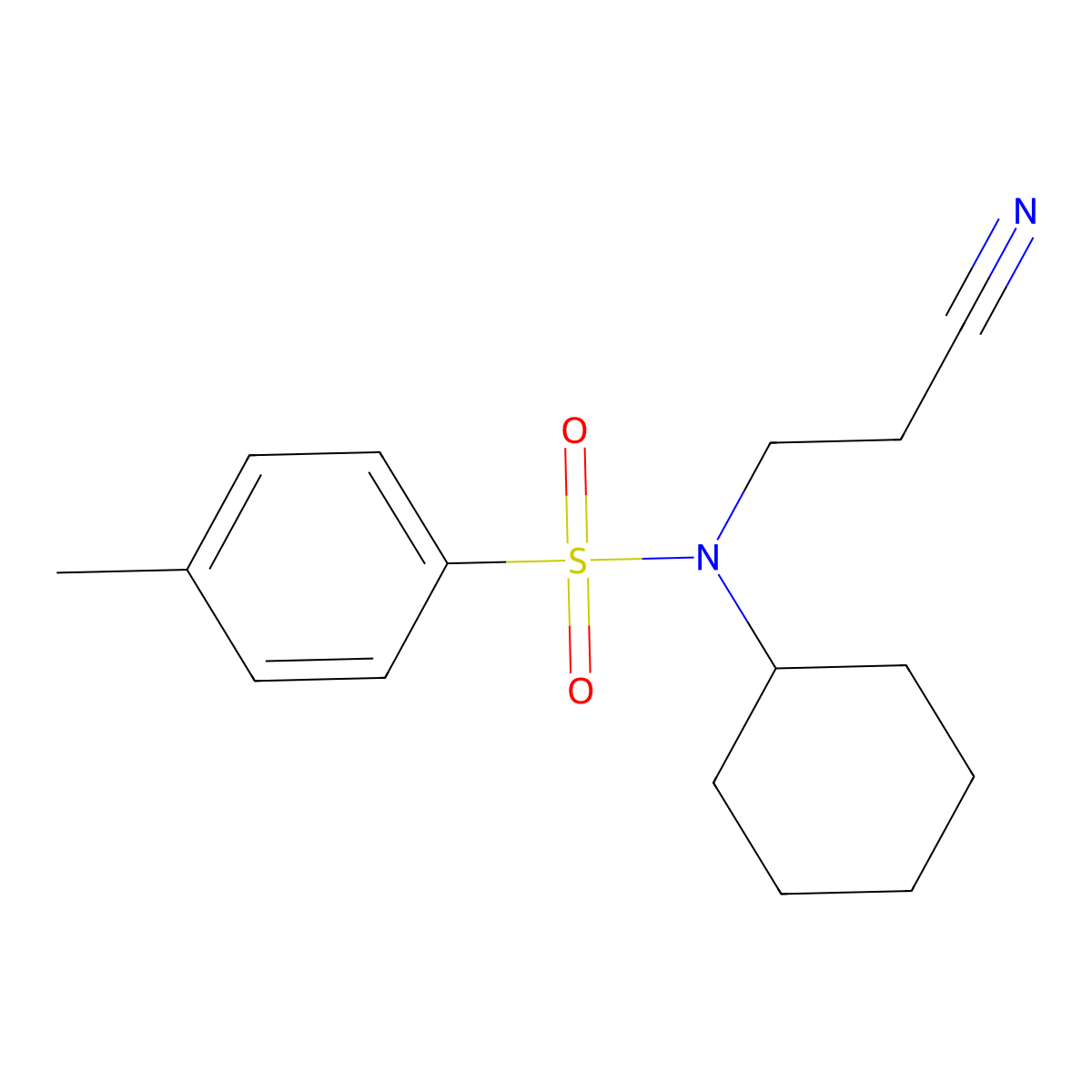N-(2-cyanoethyl)-N-cyclohexyl-4-methylbenzenesulfonamide molecular structure, CAS 51210-19-6