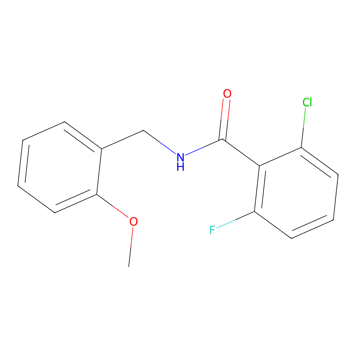 2-chloro-6-fluoro-N-[(2-methoxyphenyl)methyl]benzamide molecular structure, CAS 512181-68-9
