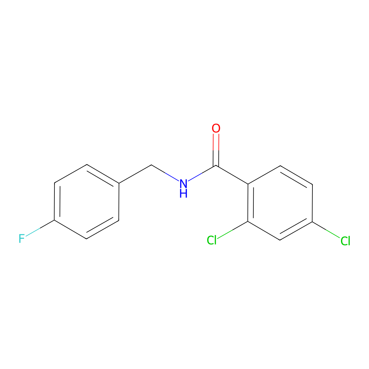 2,4-dichloro-N-(4-fluorobenzyl)benzamide molecular structure, CAS 512181-80-5