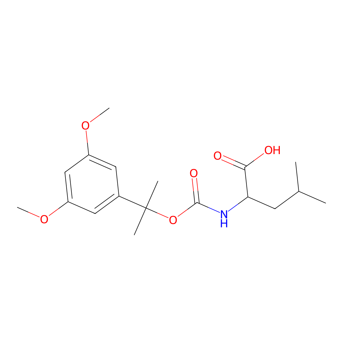 (S)-2-((((2-(3,5-Dimethoxyphenyl)propan-2-yl)oxy)carbonyl)amino)-4-methylpentanoic acid molecular structure, CAS 51219-03-5
