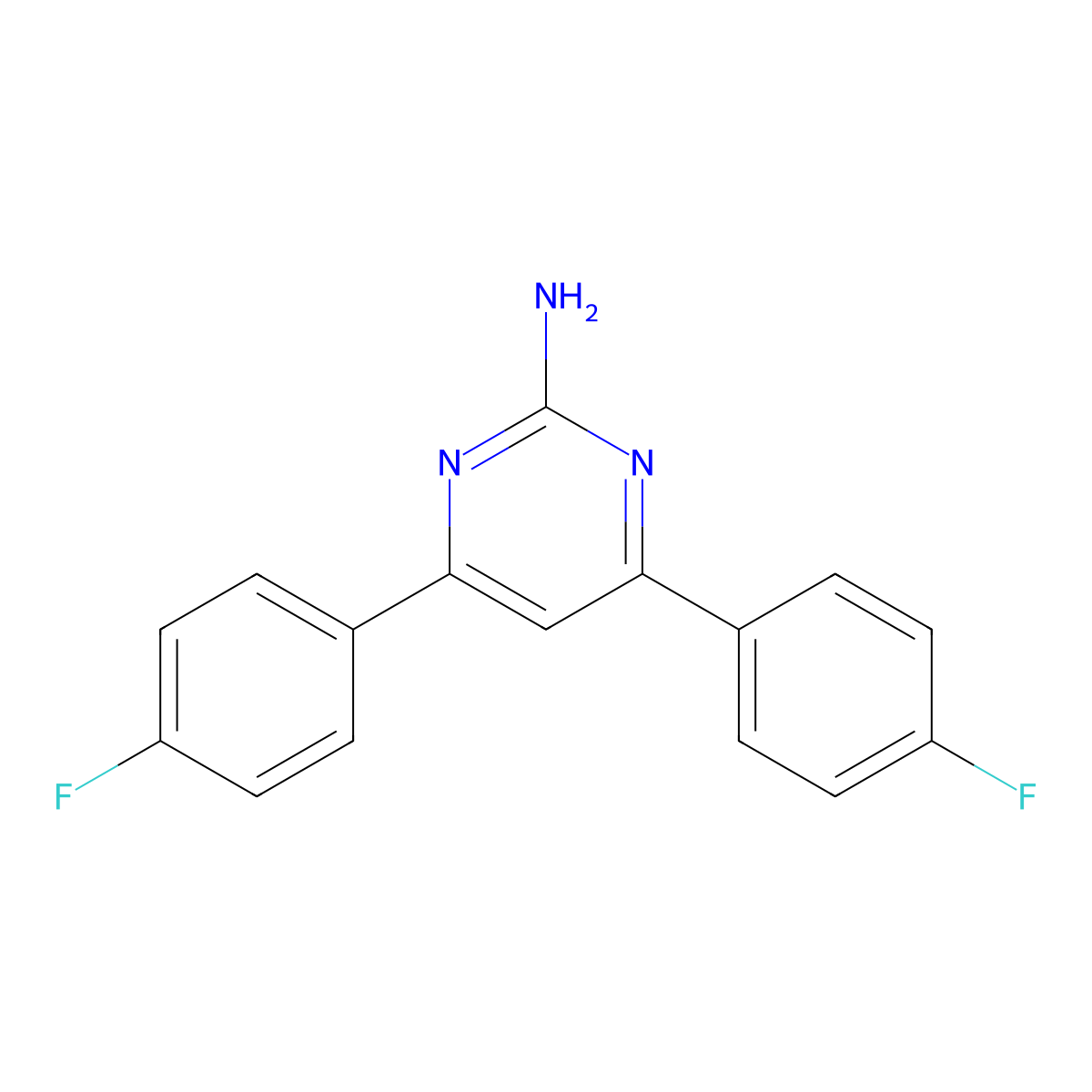 4,6-Bis(4-fluorophenyl)pyrimidin-2-amine molecular structure, CAS 512190-82-8