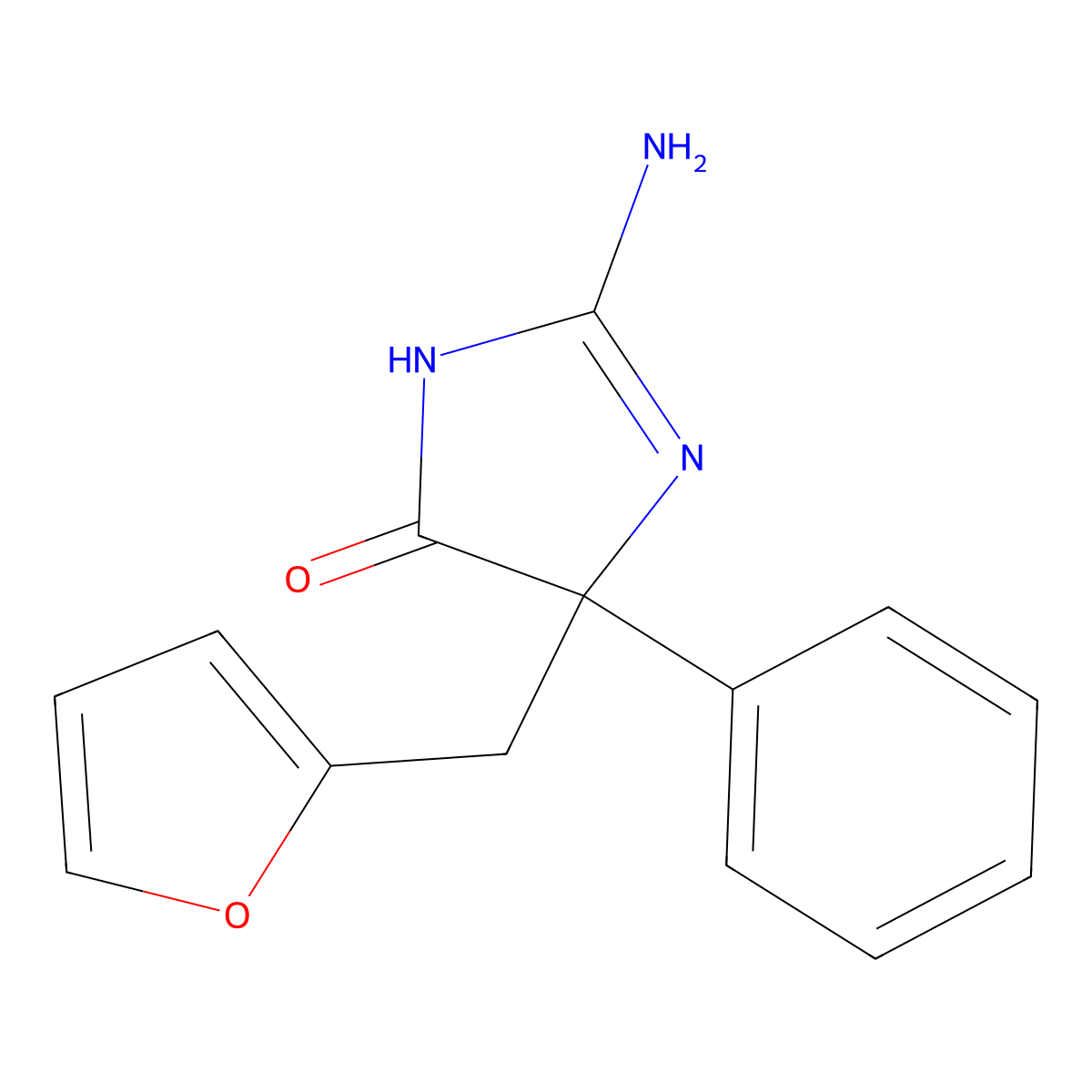 2-amino-5-[(furan-2-yl)methyl]-5-phenyl-4,5-dihydro-1H-imidazol-4-one molecular structure, CAS 512190-88-4
