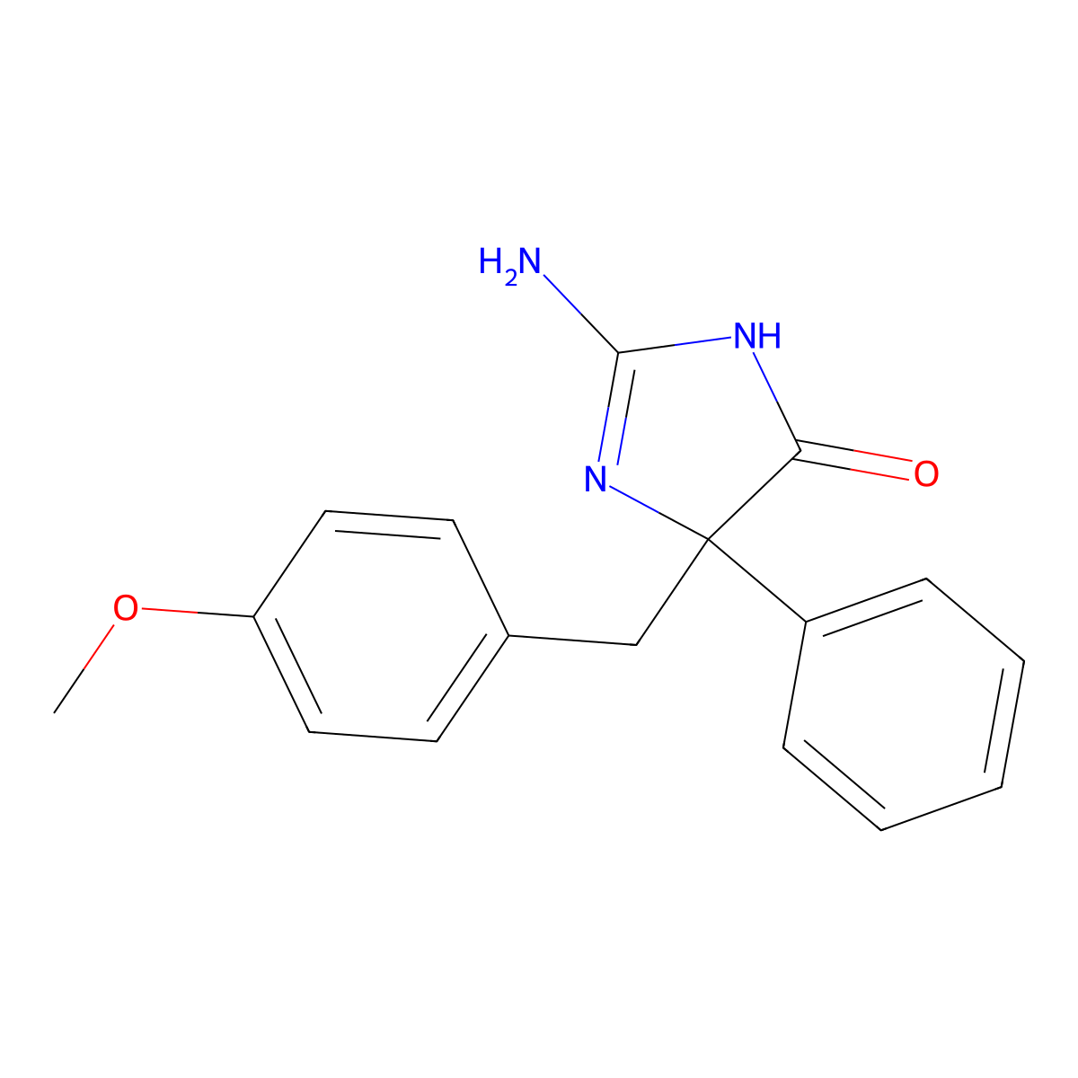 2-Amino-5-[(4-methoxyphenyl)methyl]-5-phenyl-4,5-dihydro-1H-imidazol-4-one molecular structure, CAS 512190-90-8