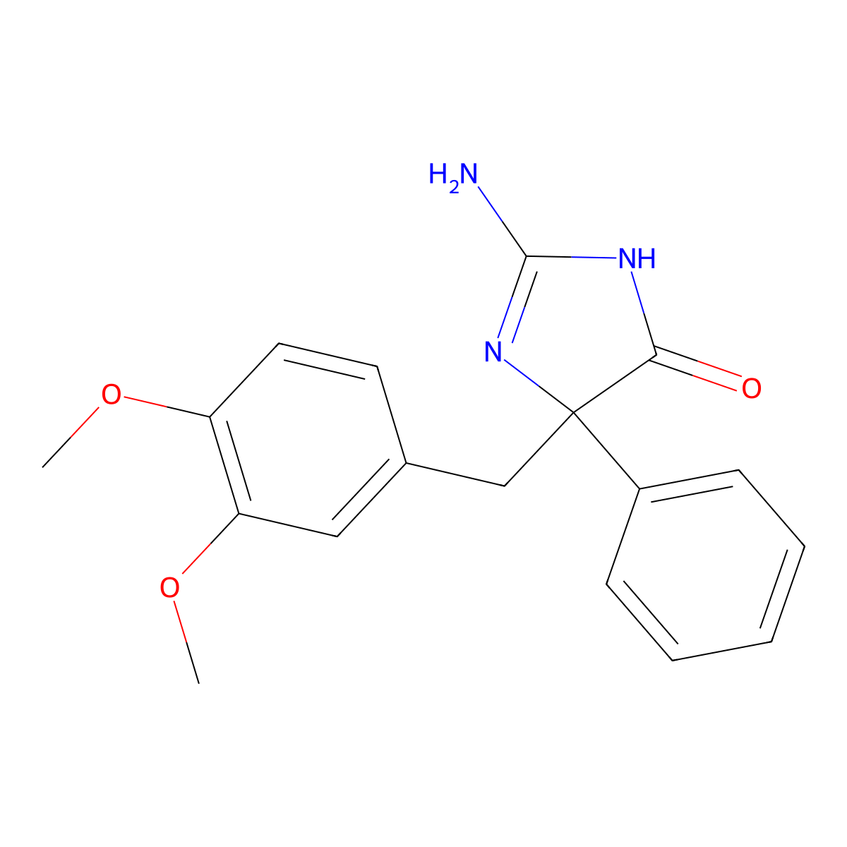 2-Amino-5-[(3,4-dimethoxyphenyl)methyl]-5-phenyl-4,5-dihydro-1H-imidazol-4-one molecular structure, CAS 512190-92-0