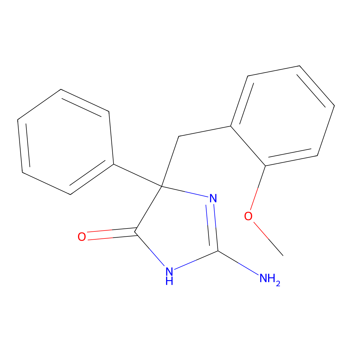 2-Amino-5-[(2-methoxyphenyl)methyl]-5-phenyl-4,5-dihydro-1H-imidazol-4-one molecular structure, CAS 512190-94-2