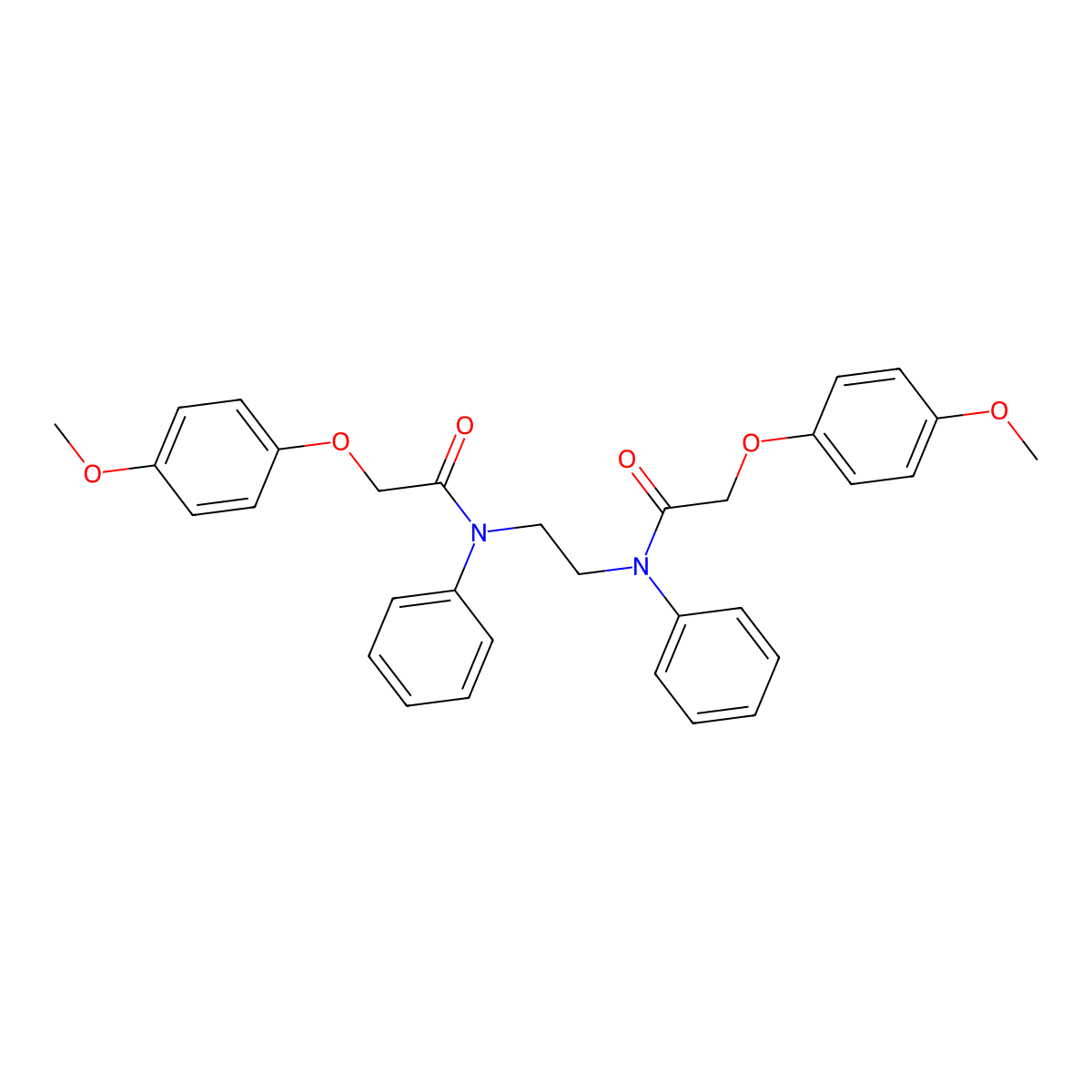 N,N'-ethane-1,2-diylbis[2-(4-methoxyphenoxy)-N-phenylacetamide] molecular structure, CAS 512193-79-2