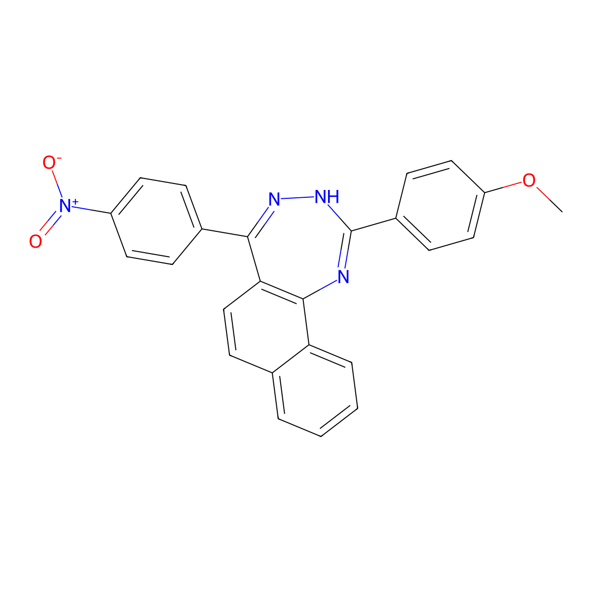 2-(4-methoxyphenyl)-5-(4-nitrophenyl)-4H-benzo[i][1,3,4]benzotriazepine molecular structure, CAS 5122-30-5