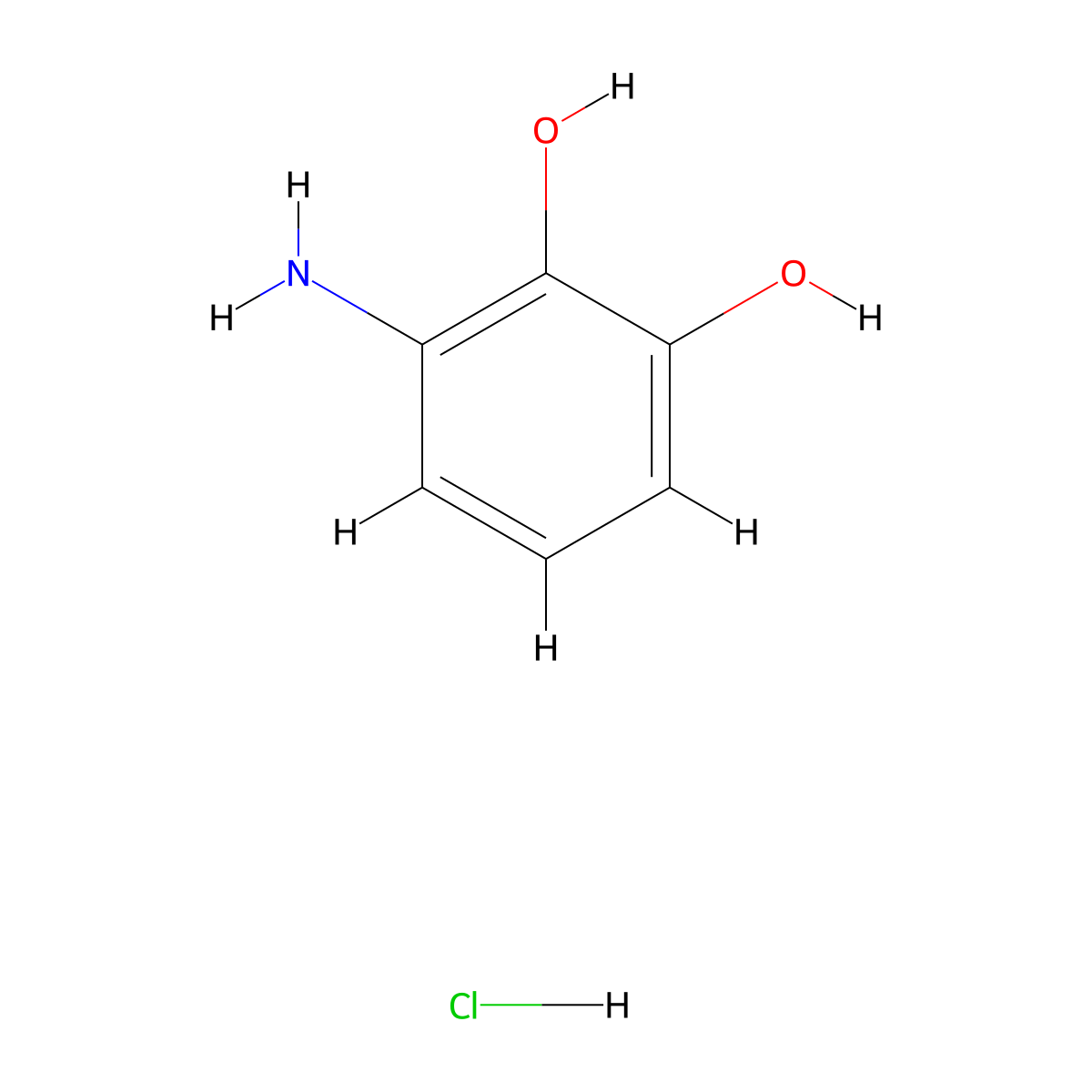 3-Aminobenzene-1,2-diol--hydrogen chloride (1/1) molecular structure, CAS 51220-97-4
