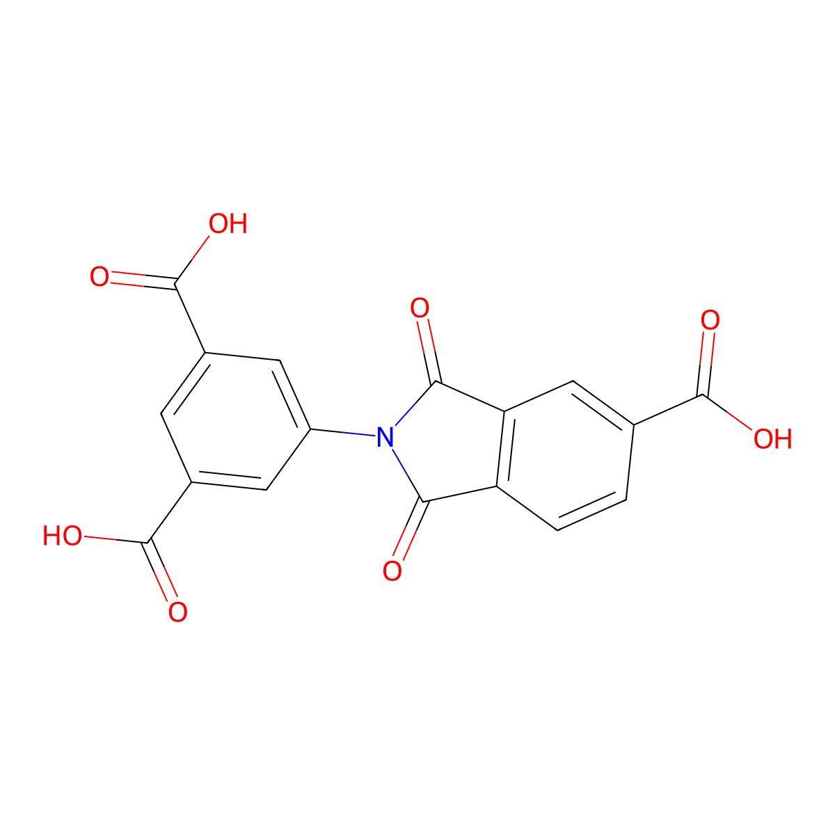 5-(5-carboxy-1,3-dioxo-1,3-dihydro-2H-isoindol-2-yl)benzene-1,3-dicarboxylic acid molecular structure, CAS 51222-09-4
