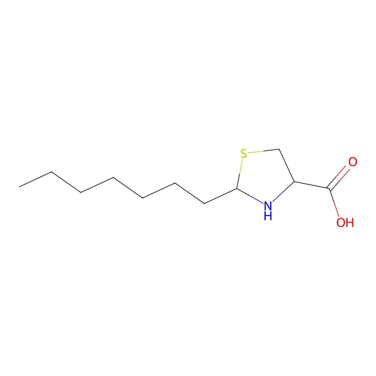 (4R)-2-heptyl-1,3-thiazolidine-4-carboxylic acid molecular structure, CAS 51226-83-6