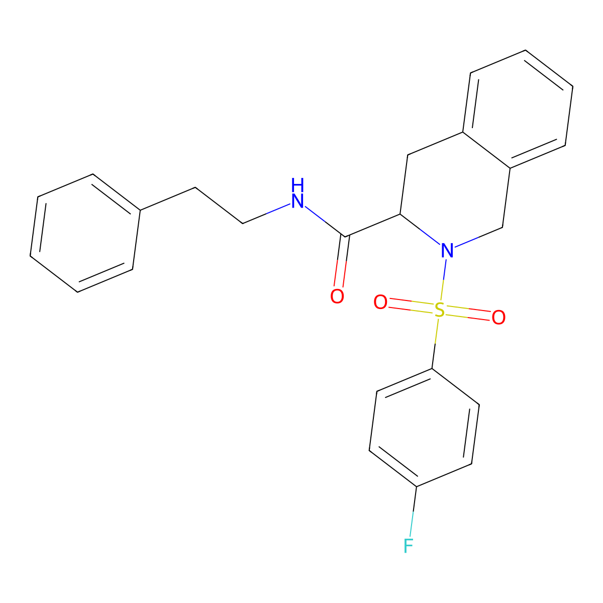 {2-[(4-fluorophenyl)sulfonyl](3-1,2,3,4-tetrahydroisoquinolyl)}-N-(2-phenyleth yl)carboxamide molecular structure, CAS 5123-09-1