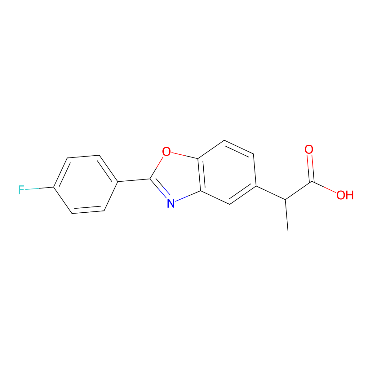 2-(2-(4-Fluorophenyl)-1,3-benzoxazol-5-yl)propanoic acid molecular structure, CAS 51234-27-6