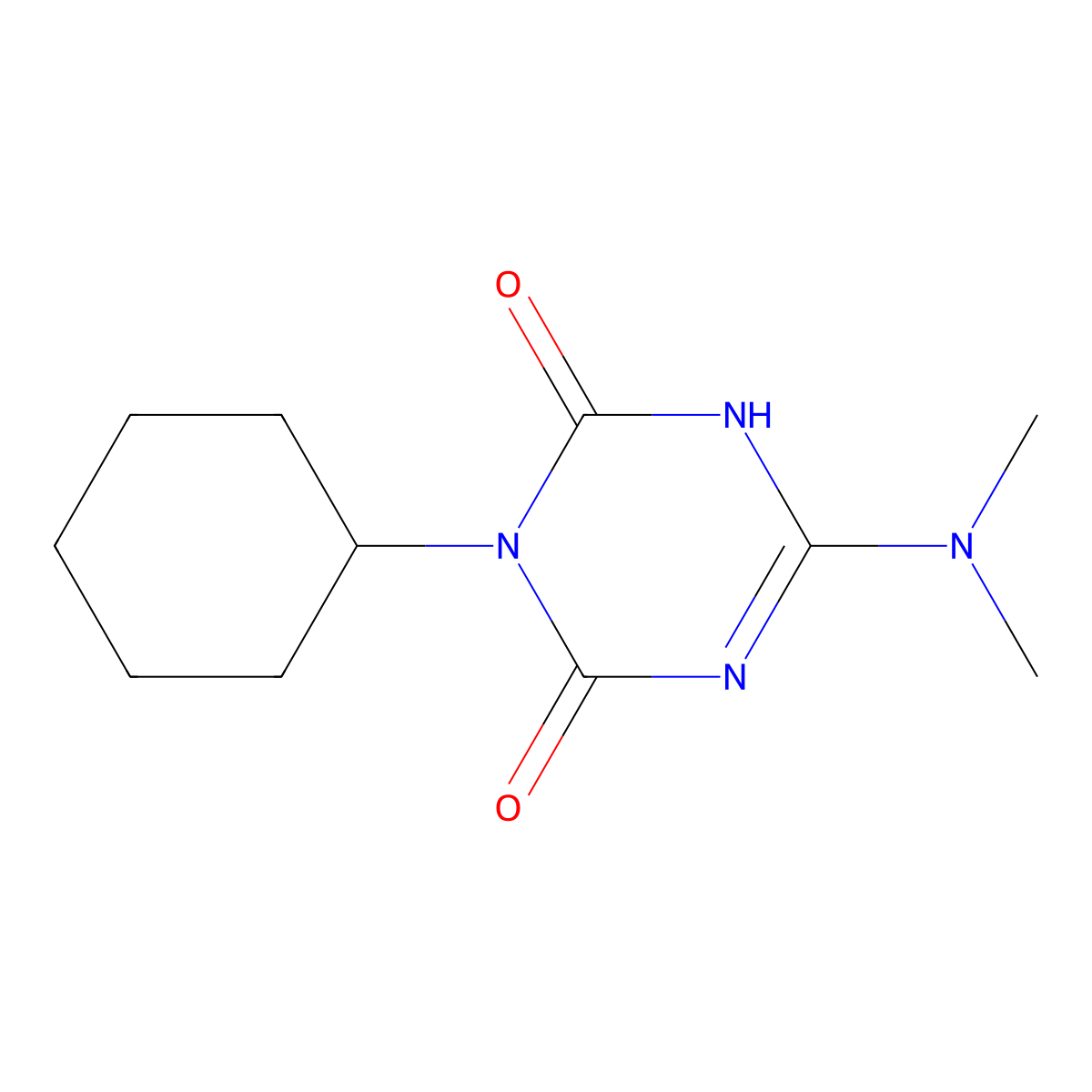 3-Cyclohexyl-6-(dimethylamino)-1,3,5-triazine-2,4(1H,3H)-dione molecular structure, CAS 51235-28-0