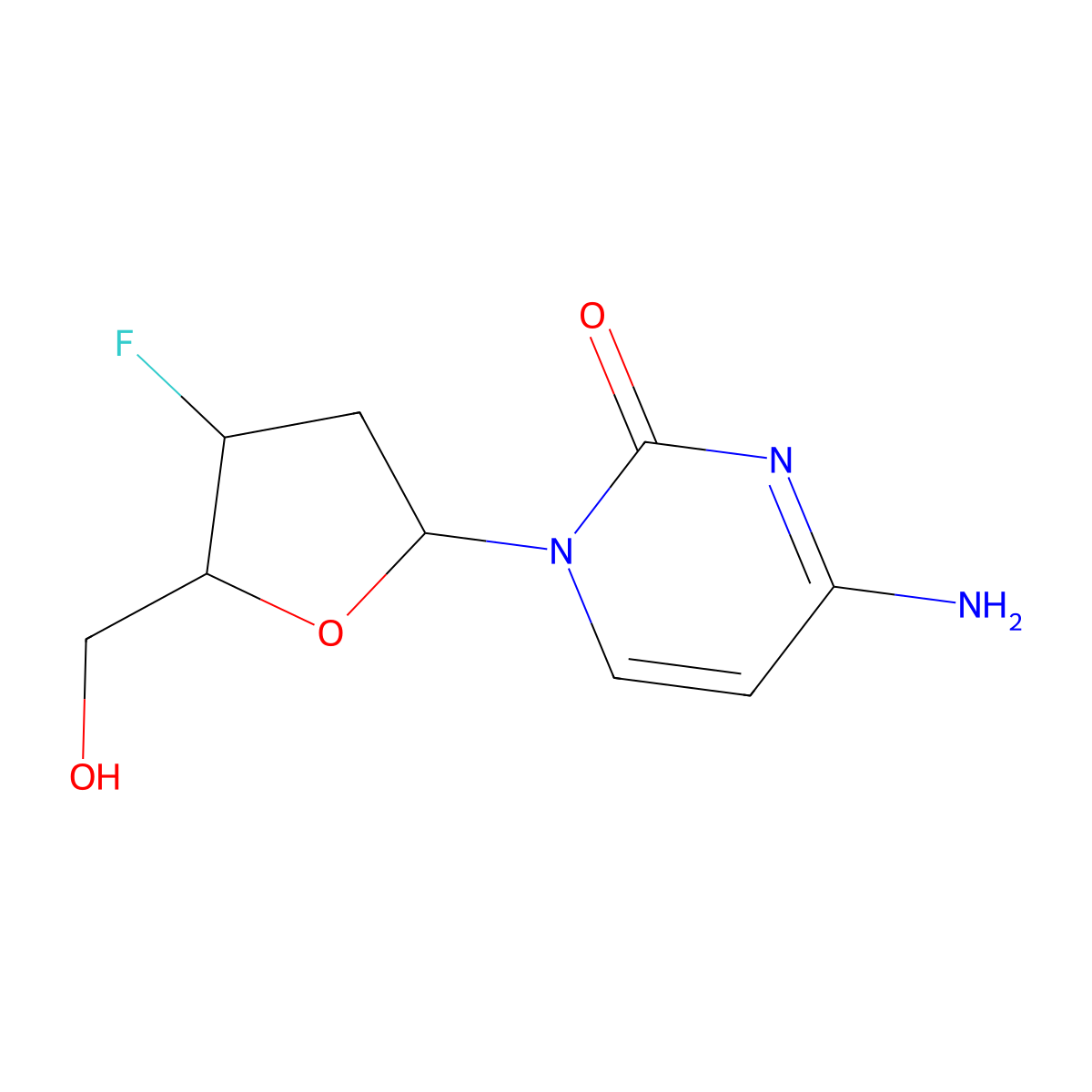 2',3'-Dideoxy-3'-fluorocytidine molecular structure, CAS 51246-79-8