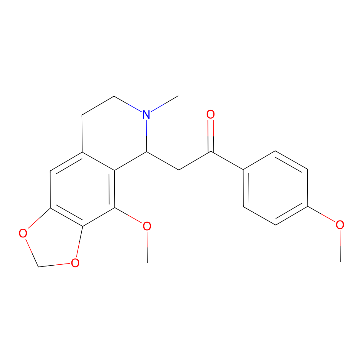 2-(4-Methoxy-6-methyl-5,6,7,8-tetrahydro-[1,3]dioxolo[4,5-g]isoquinolin-5-yl)-1-(4-methoxyphenyl)ethanone molecular structure, CAS 51254-38-7