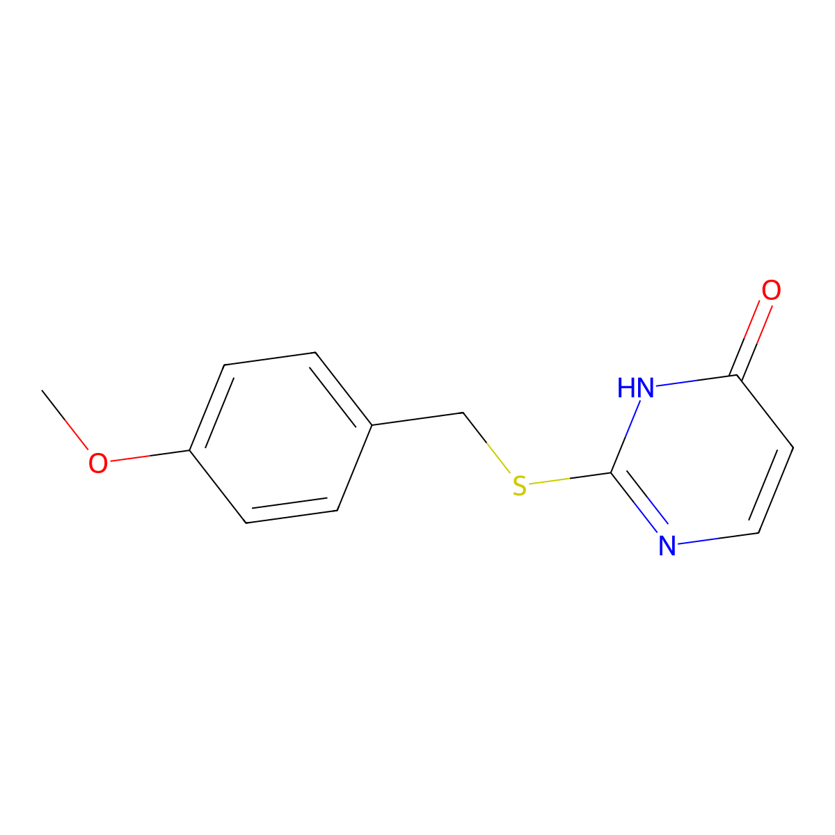 2-(4-methoxy-benzylsulfanyl)-3H-pyrimidin-4-one molecular structure, CAS 51255-33-5