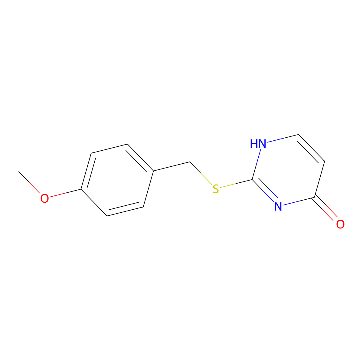 2-(4-methoxy-benzylsulfanyl)-3H-pyrimidin-4-one molecular structure, CAS 51255-33-5