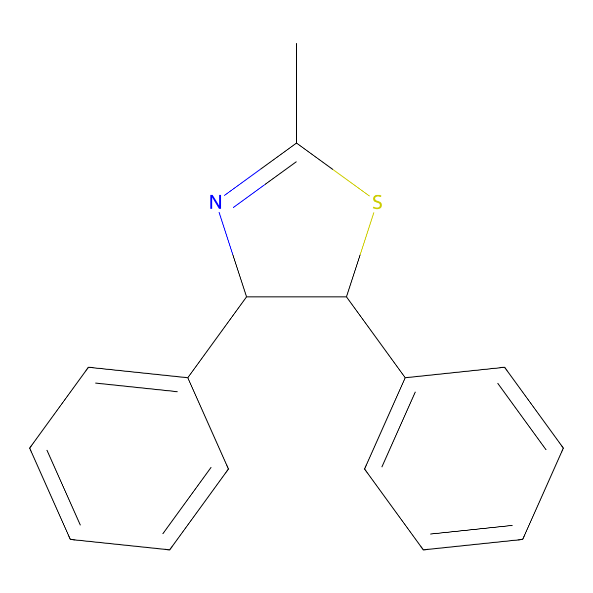 2-Methyl-4,5-diphenyl-4,5-dihydro-1,3-thiazole molecular structure, CAS 51255-81-3