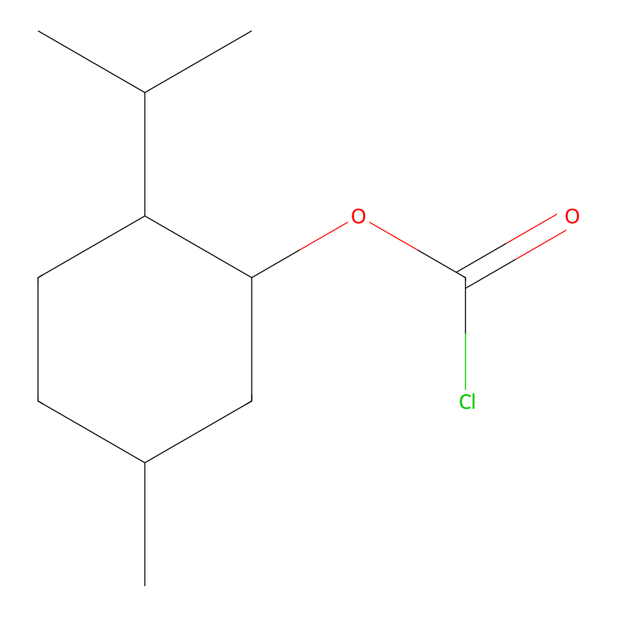 Carbonochloridic acid, (1R,2S,5R)-5-methyl-2-(1-methylethyl)cyclohexyl ester molecular structure, CAS 51259-57-5
