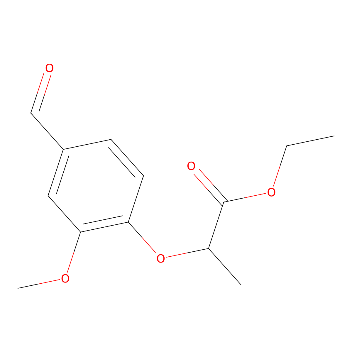 Ethyl 2-(4-formyl-2-methoxyphenoxy)propanoate molecular structure, CAS 51264-74-5