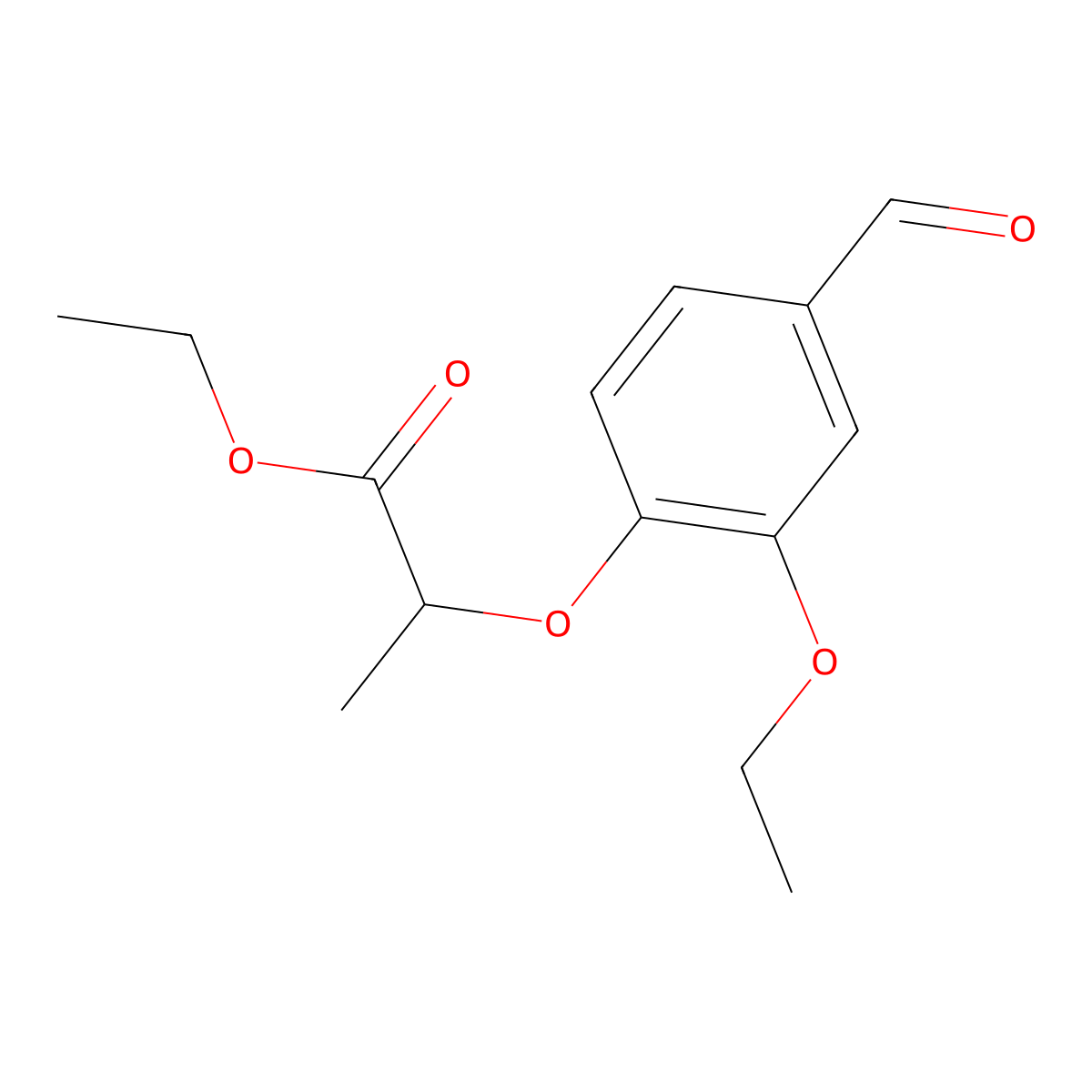 Ethyl 2-(2-ethoxy-4-formylphenoxy)propanoate molecular structure, CAS 51264-75-6