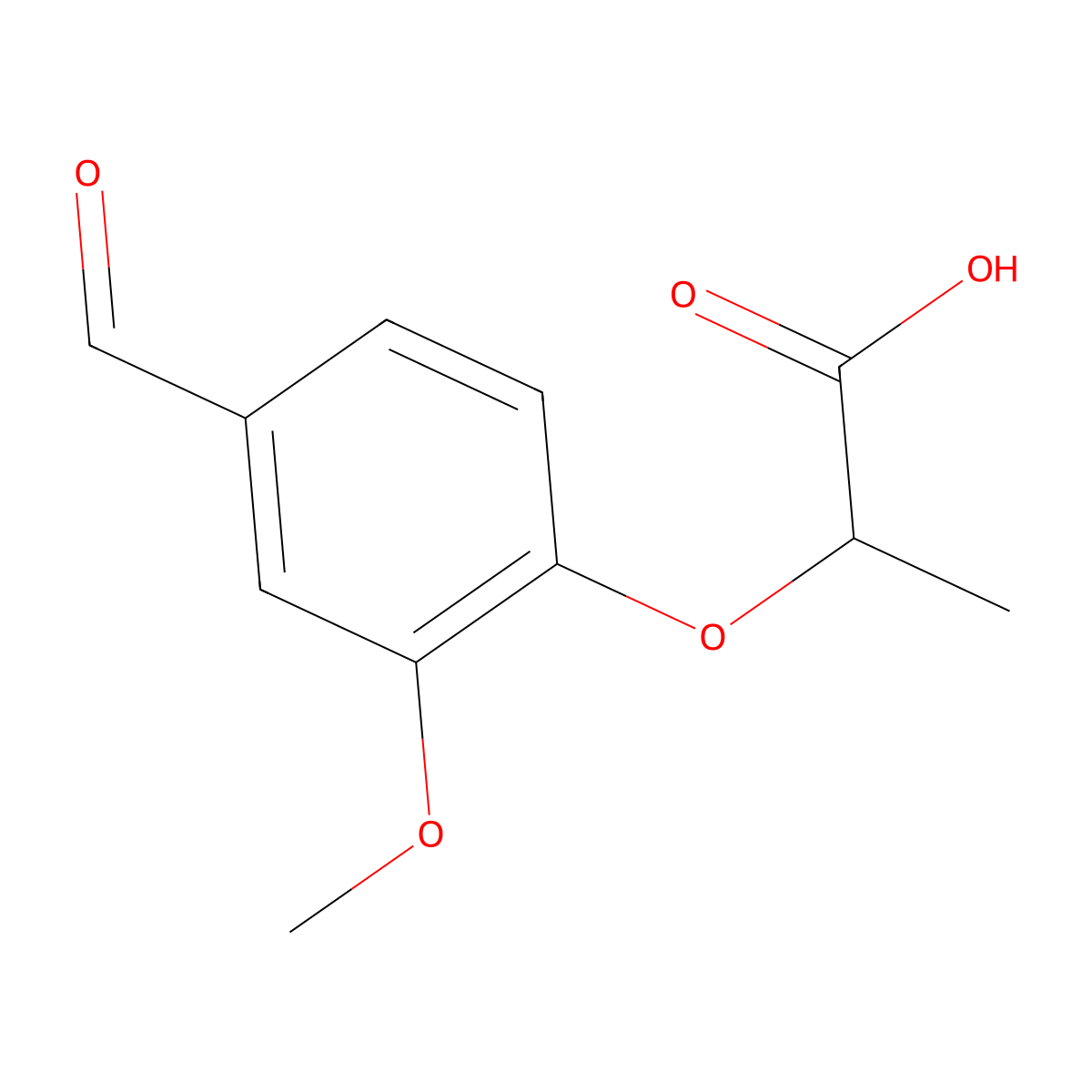2-(4-Formyl-2-methoxyphenoxy)propanoic acid molecular structure, CAS 51264-79-0