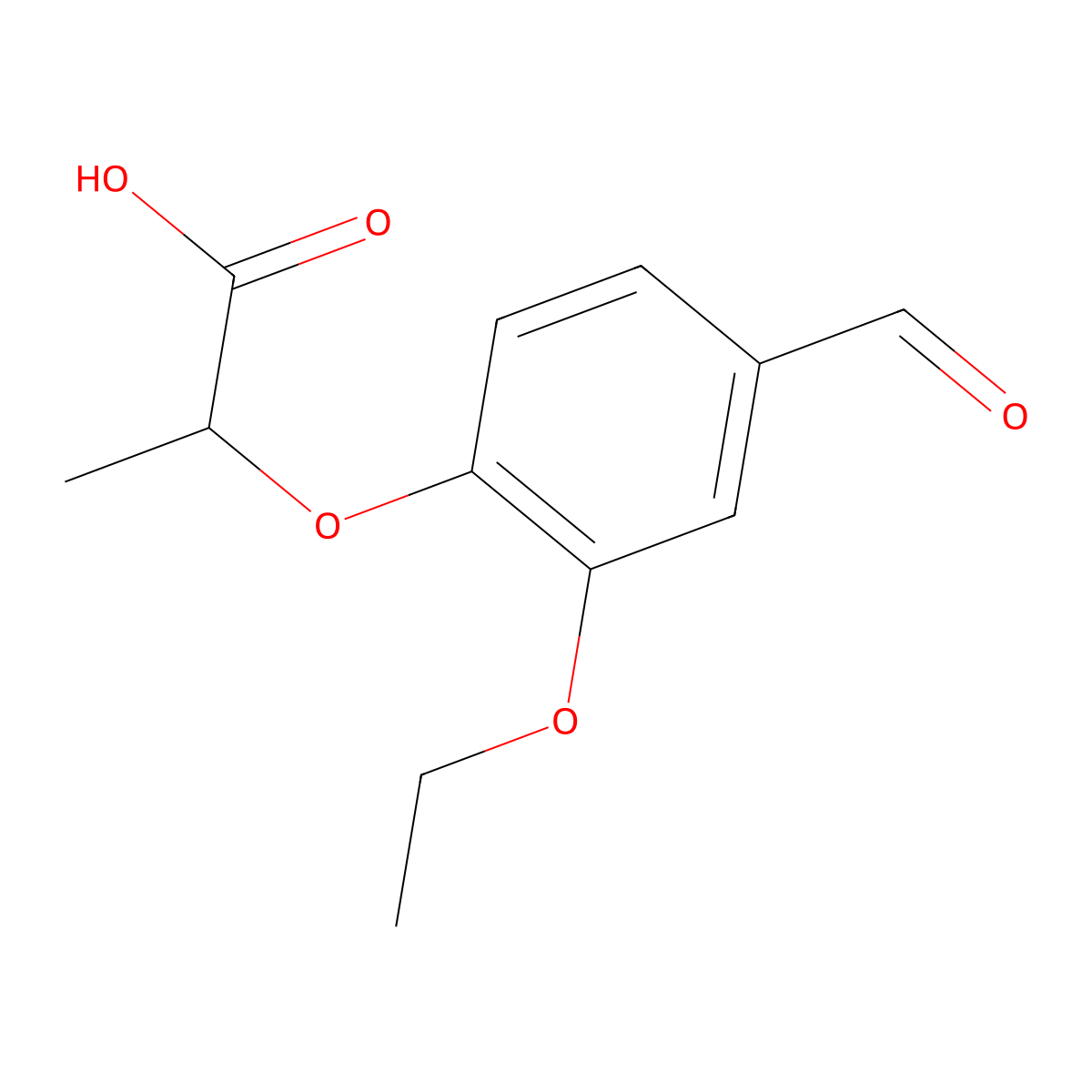 2-(2-Ethoxy-4-formylphenoxy)propanoic acid molecular structure, CAS 51264-80-3