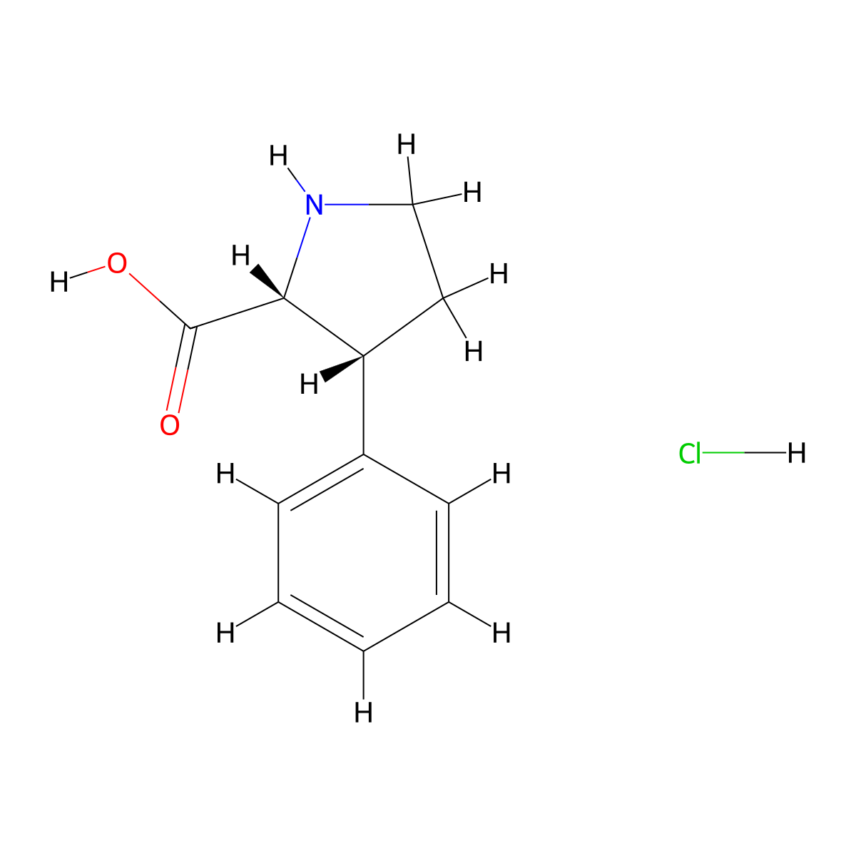 rac-(2R,3R)-3-phenylpyrrolidine-2-carboxylicacidhydrochloride molecular structure, CAS 51271-02-4