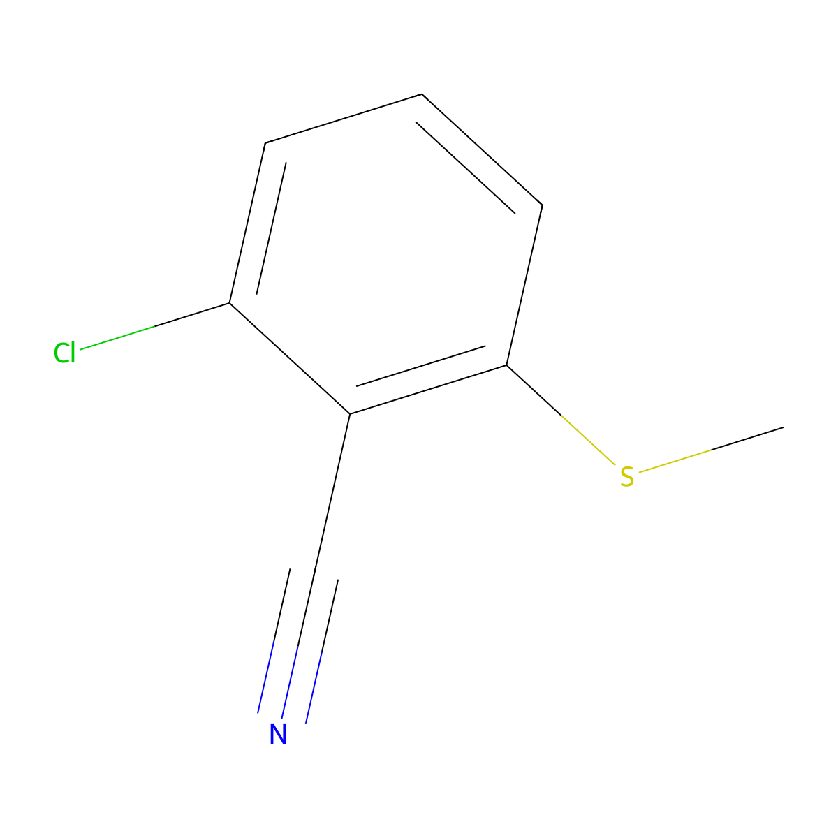 2-Chloro-6-(methylsulfanyl)benzonitrile molecular structure, CAS 51271-34-2
