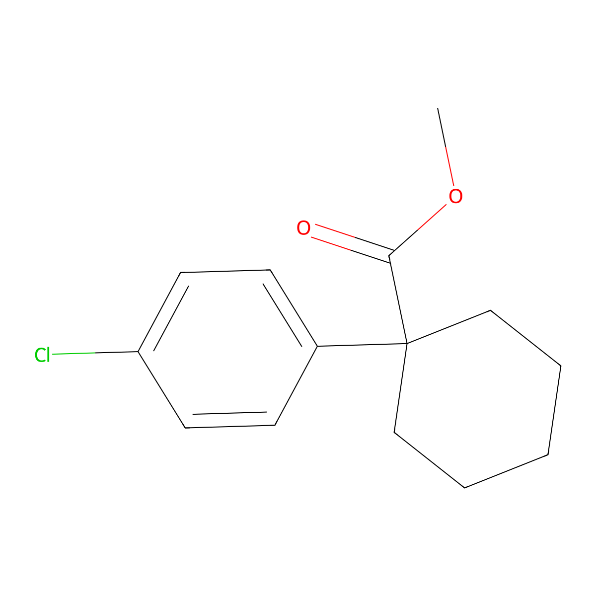 Methyl 1-(4-chlorophenyl)cyclohexanecarboxylate molecular structure, CAS 51275-34-4