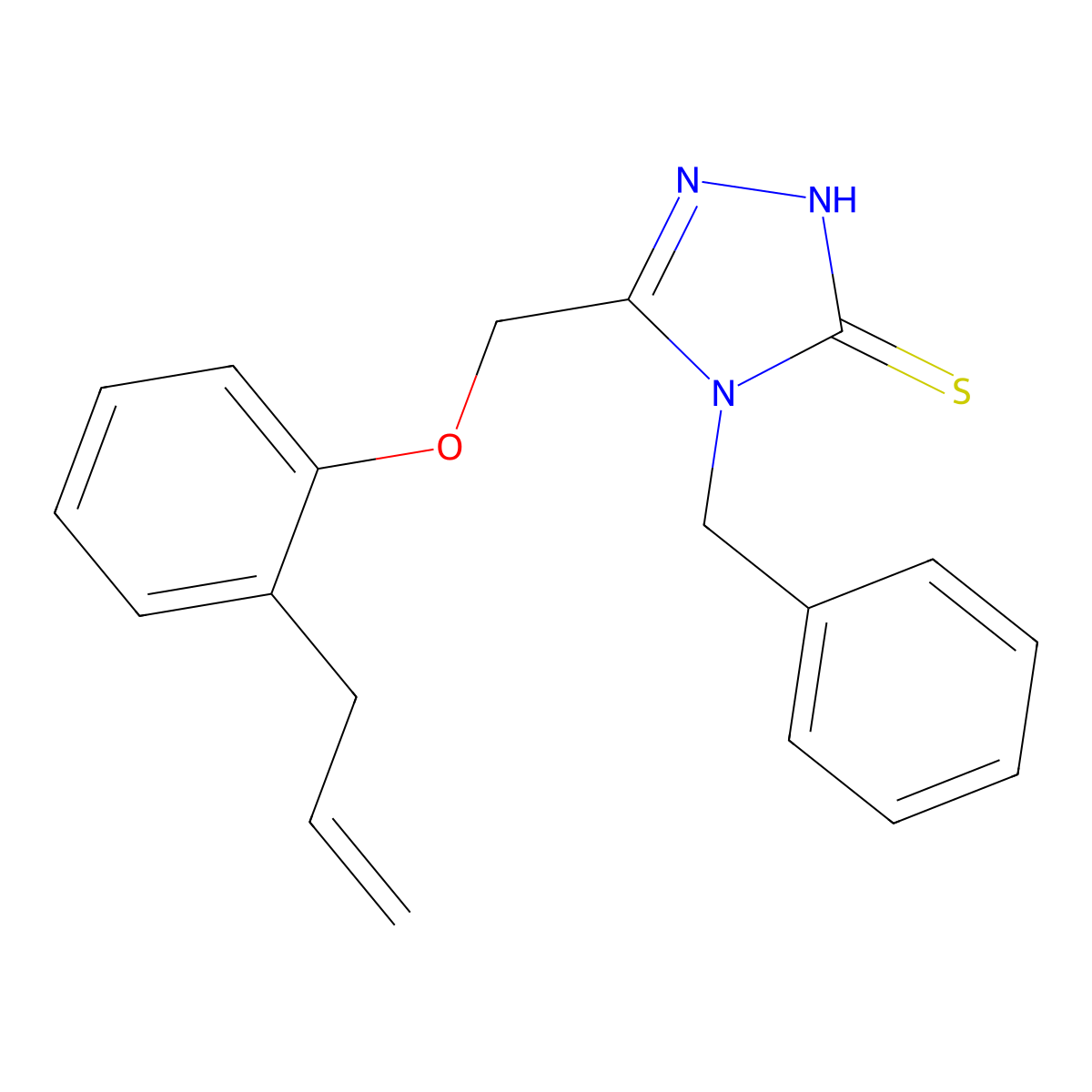 4-benzyl-3-[(2-prop-2-enylphenoxy)methyl]-1H-1,2,4-triazole-5-thione molecular structure, CAS 512795-65-2