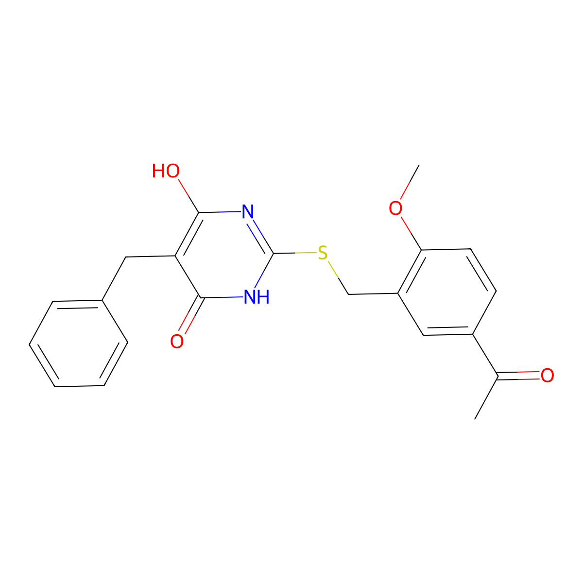 2-[(5-acetyl-2-methoxyphenyl)methylsulfanyl]-5-benzyl-4-hydroxy-1H-pyrimidin-6-one molecular structure, CAS 512795-73-2