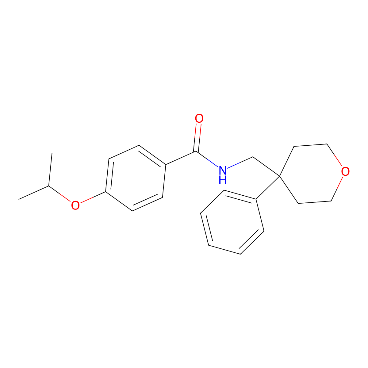 N-[(4-phenyloxan-4-yl)methyl]-4-propan-2-yloxybenzamide molecular structure, CAS 512795-80-1