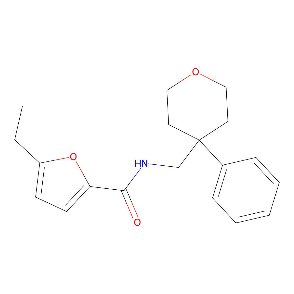 5-ethyl-N-[(4-phenyloxan-4-yl)methyl]furan-2-carboxamide molecular structure, CAS 512795-84-5