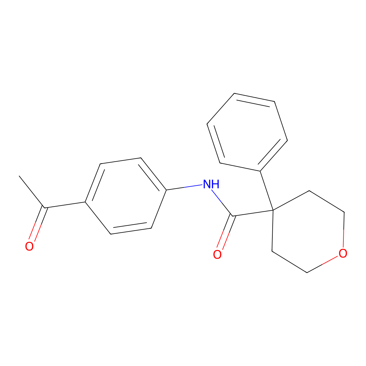N-(4-acetylphenyl)-4-phenyloxane-4-carboxamide molecular structure, CAS 512795-86-7