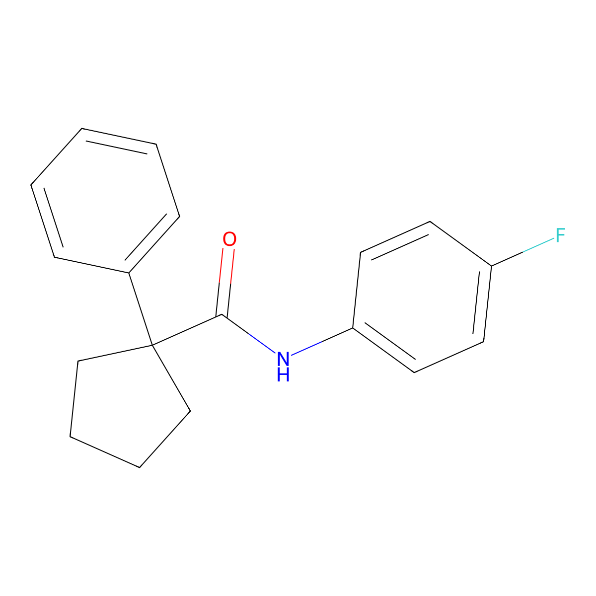 N-(4-fluorophenyl)-1-phenylcyclopentane-1-carboxamide molecular structure, CAS 512795-91-4