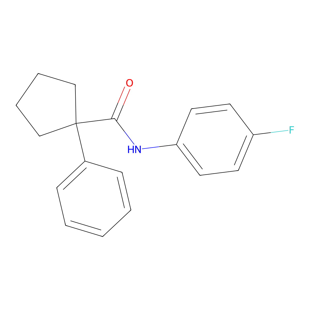 N-(4-fluorophenyl)-1-phenylcyclopentane-1-carboxamide molecular structure, CAS 512795-91-4