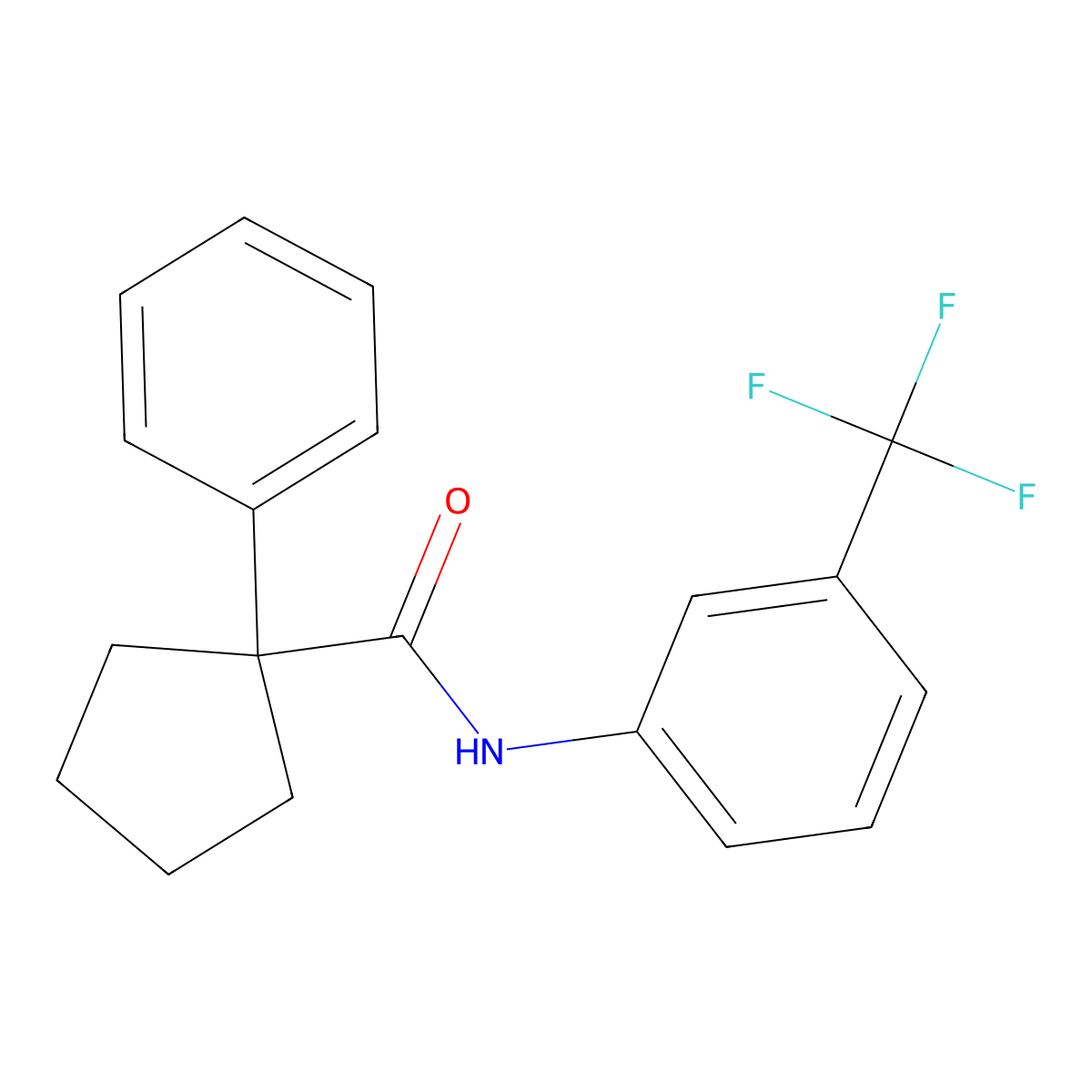 1-phenyl-N-[3-(trifluoromethyl)phenyl]cyclopentane-1-carboxamide molecular structure, CAS 512795-92-5