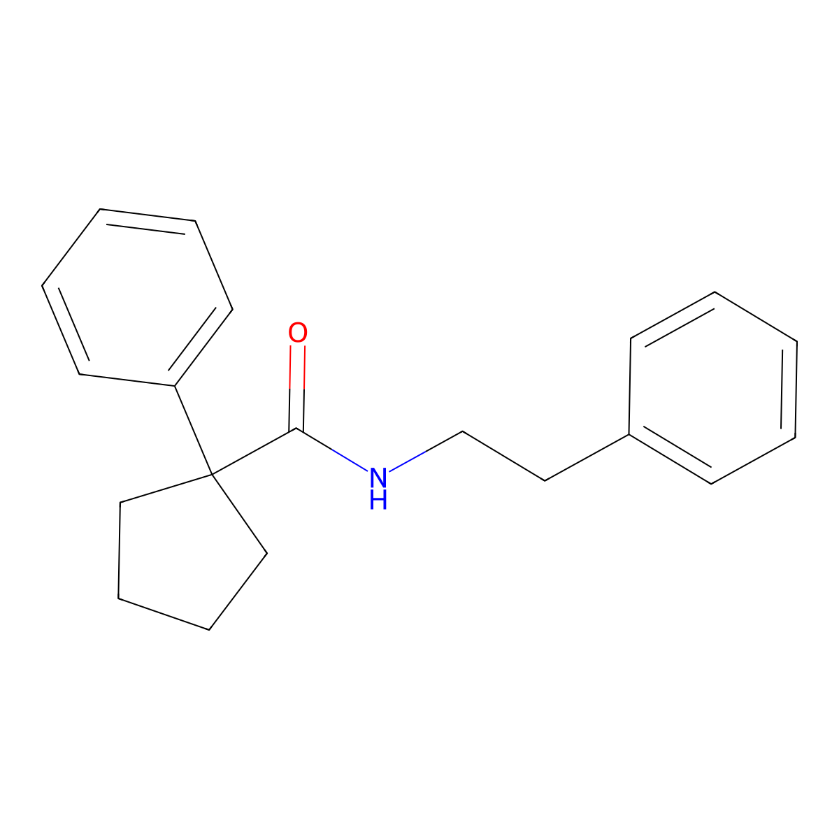 1-phenyl-N-(2-phenylethyl)cyclopentane-1-carboxamide molecular structure, CAS 512795-97-0