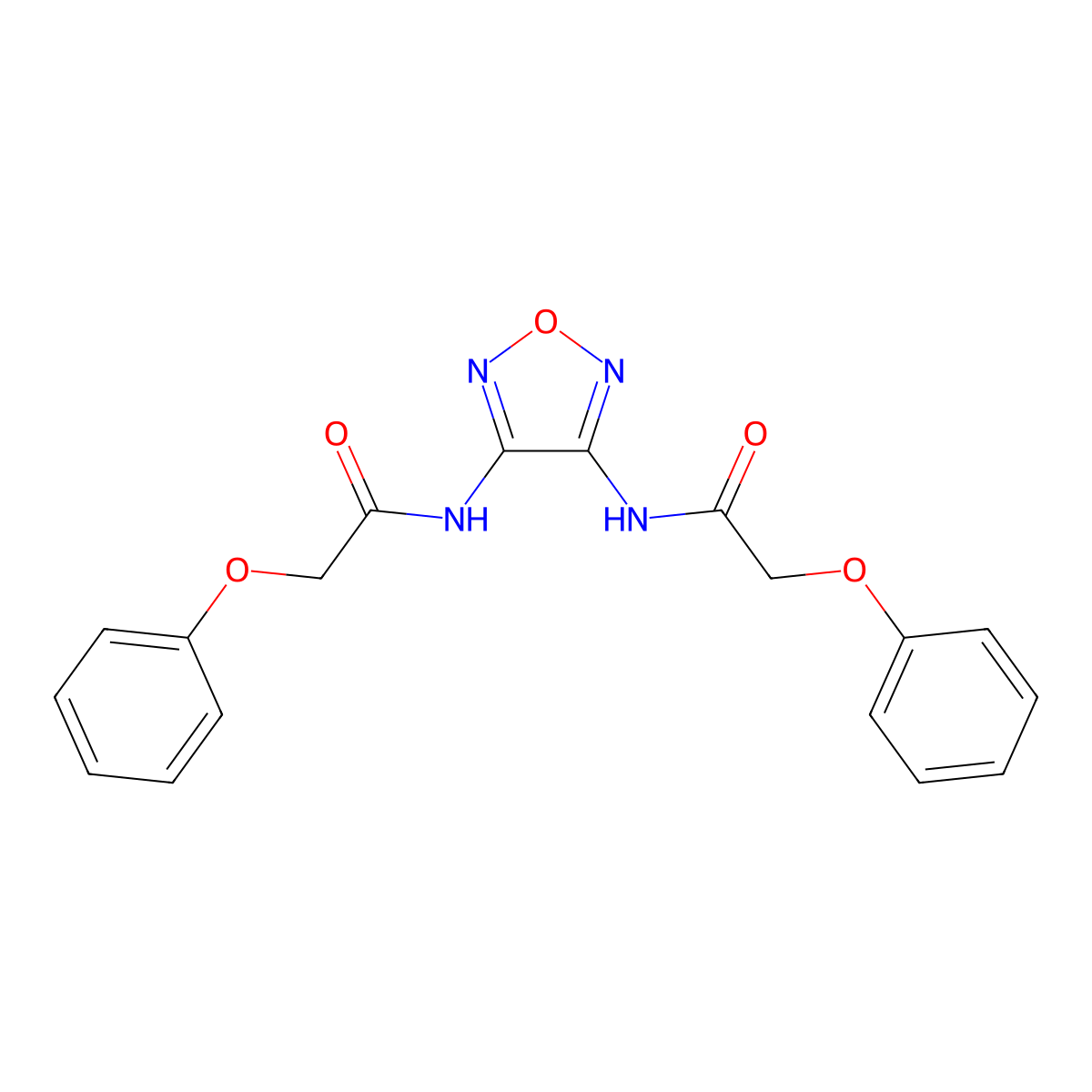 N,N'-1,2,5-oxadiazole-3,4-diylbis(2-phenoxyacetamide) molecular structure, CAS 512796-41-7