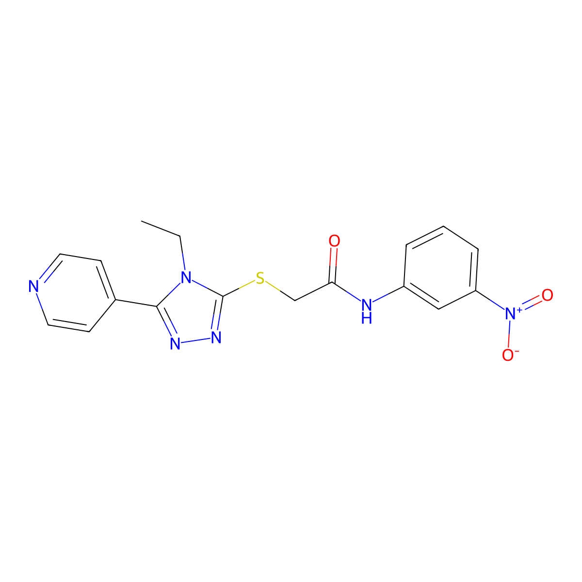 2-[(4-ethyl-5-pyridin-4-yl-1,2,4-triazol-3-yl)sulfanyl]-N-(3-nitrophenyl)acetamide molecular structure, CAS 5128-67-6