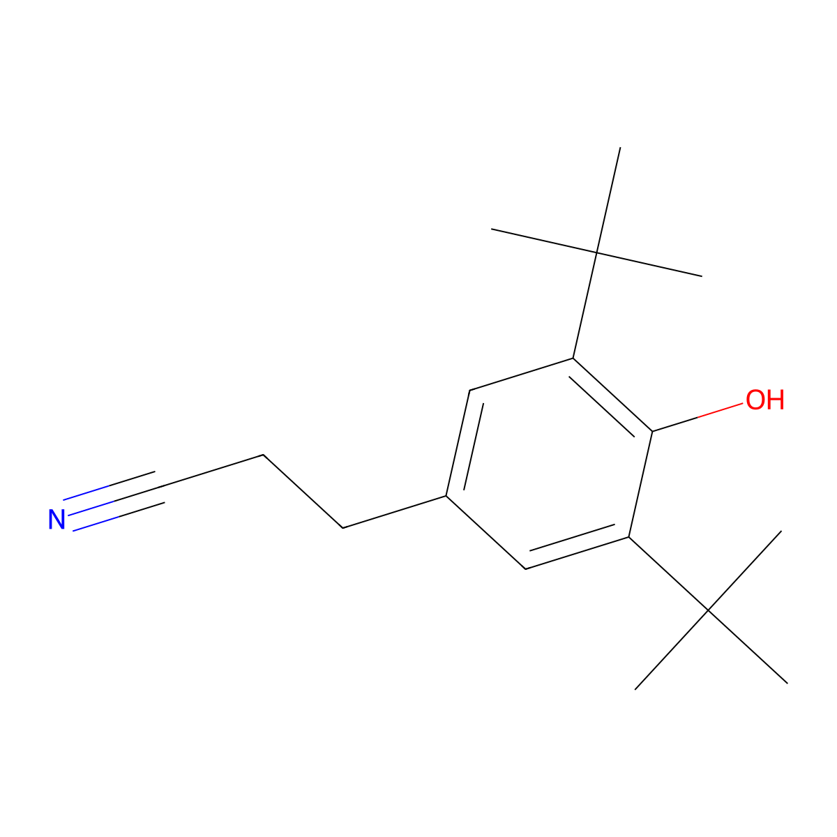3-(3,5-Di-tert-butyl-4-hydroxyphenyl)propanenitrile molecular structure, CAS 5128-83-6