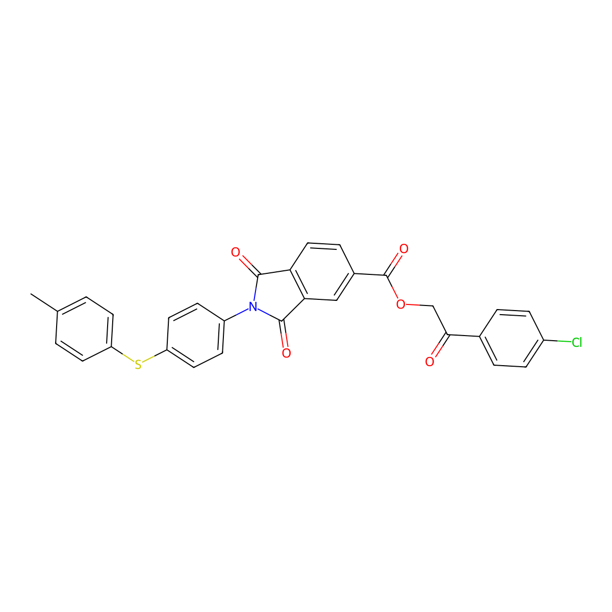 2-(4-Chlorophenyl)-2-oxoethyl 2-{4-[(4-methylphenyl)sulfanyl]phenyl}-1,3-dioxo-5-isoindolinecarboxylate molecular structure, CAS 512800-53-2
