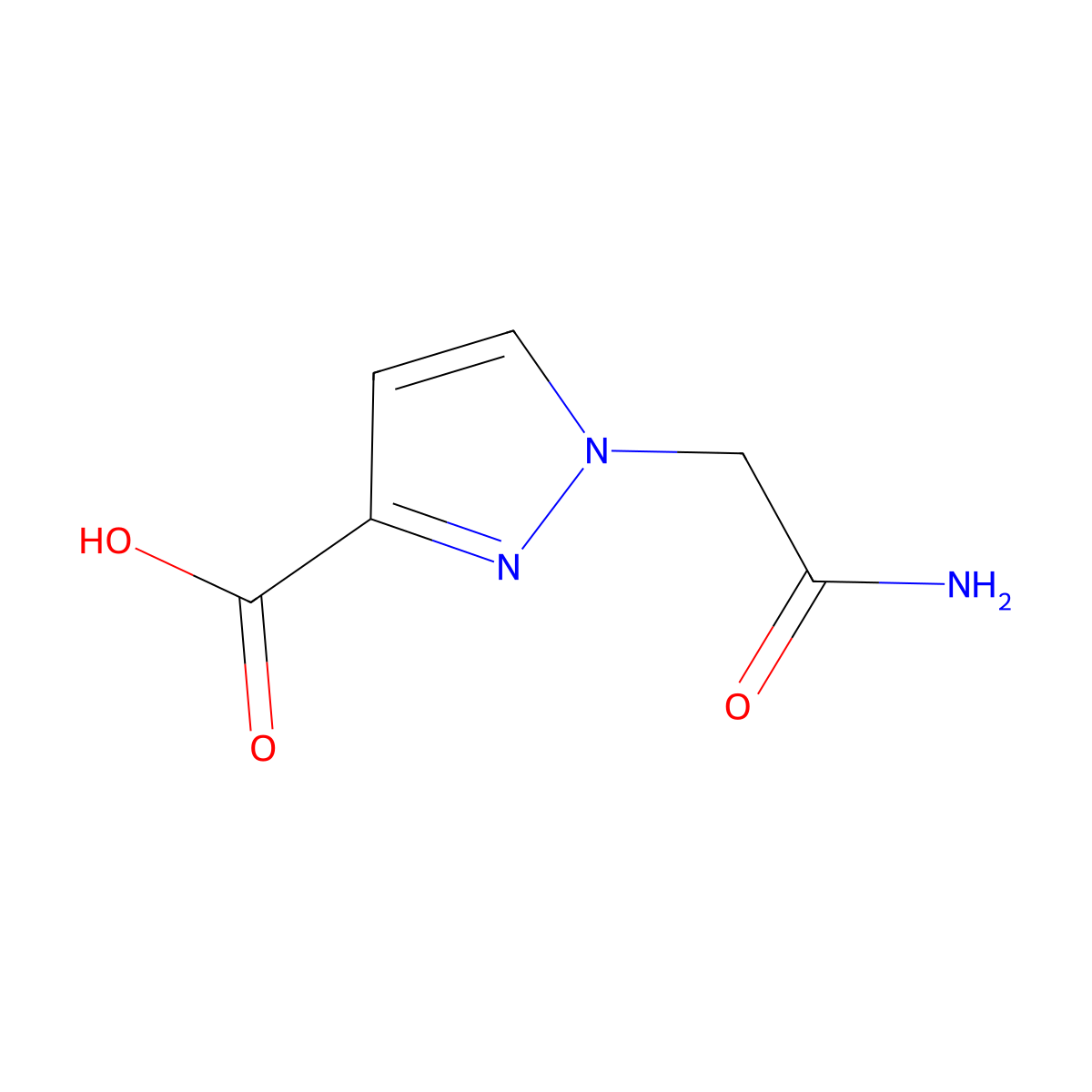 1-(2-amino-2-oxoethyl)-1H-pyrazole-3-carboxylic acid molecular structure, CAS 512807-21-5