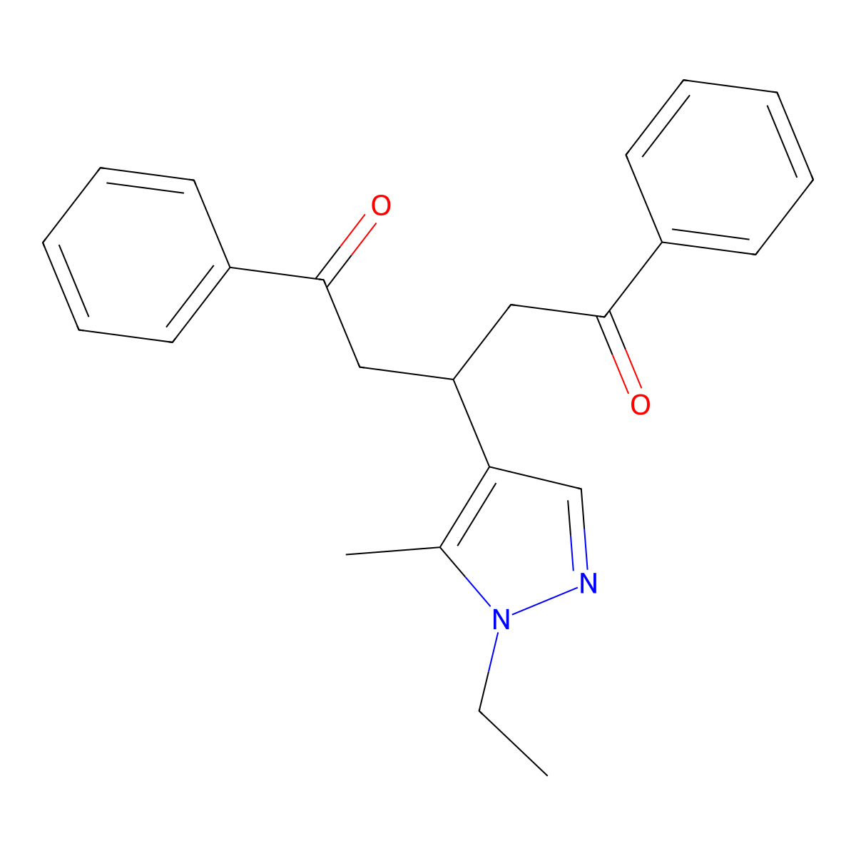 3-(1-Ethyl-5-methyl-1H-pyrazol-4-yl)-1,5-diphenyl-1,5-pentanedione molecular structure, CAS 512807-34-0