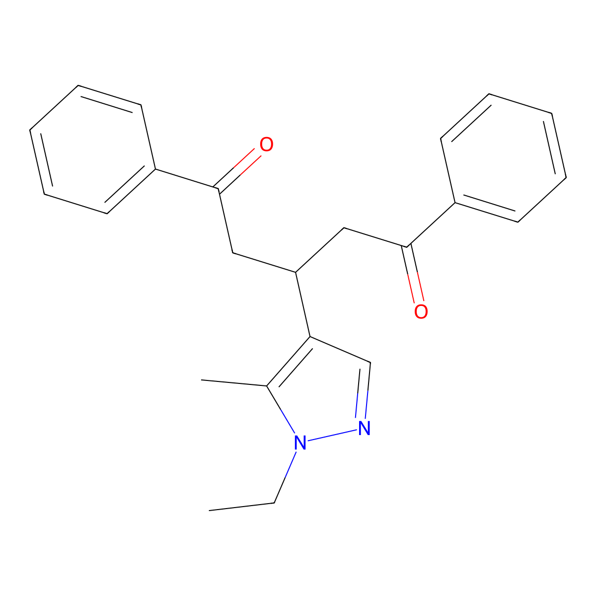3-(1-Ethyl-5-methyl-1H-pyrazol-4-yl)-1,5-diphenyl-1,5-pentanedione molecular structure, CAS 512807-34-0